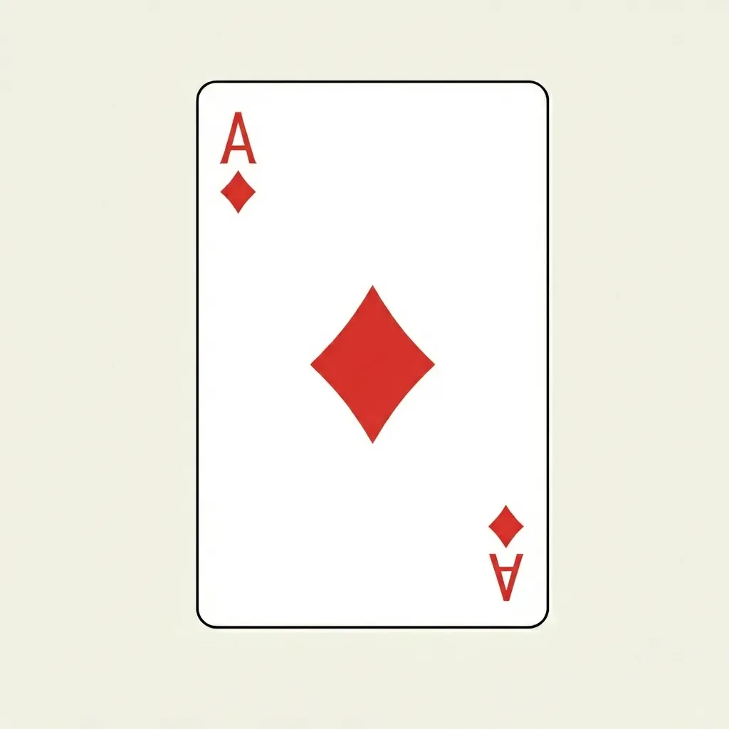 提供されたトランプの絵柄のみダイヤのエースに変更してください。サイズと背景はまったくそのままでで描いてください。