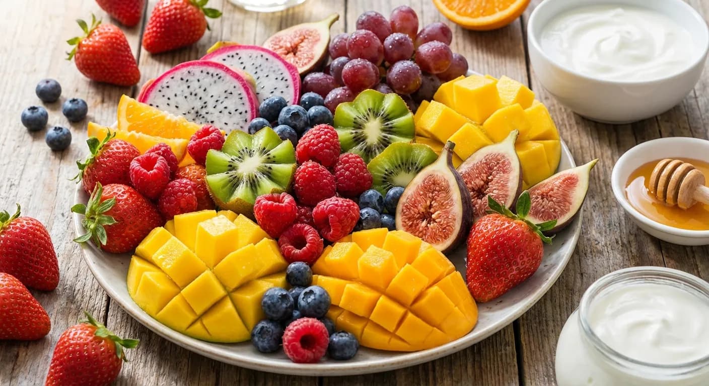 思わず食べたくなるような新鮮ないろとりどりのフルーツ