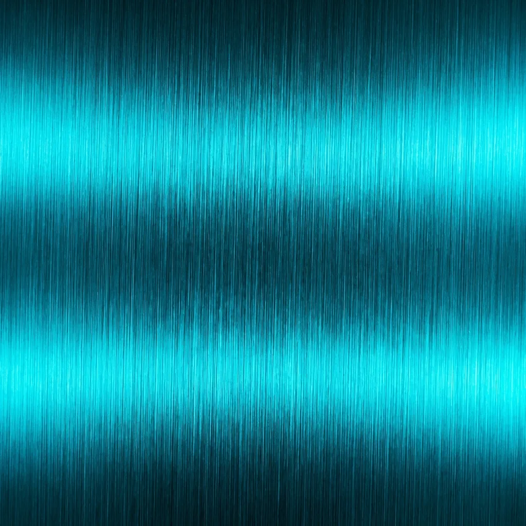 ブラッシュドメタル表面を真上からフラットレイ(直交ビュー)で捉えたマクロ写真。鮮やかで強烈に光るエレクトリックシアンの色合いが、表面全体にハイテクなデジタル感を宿している。それがブラッシュドメタルの繊細な線状の筋目と力強く呼応し、鮮やかな彩度で光を反射することで、なめらかな質感の全体にわたり、生き生きとした輝かしい存在感を放っている。この超高解像度8K画像は、ハイパーリアルで緻密なディテールと、構図全体にわたるシャープなフォーカスが特徴だ。クリーンなラインと大胆な色彩は、ハイエンドなグラフィックデザインの背景に最適な、すっきりとした美学を提供している。プロの商用ストックフォト、Adobe Stock、Getty Imagesスタイル、4Kテクスチャ、歪みなし。