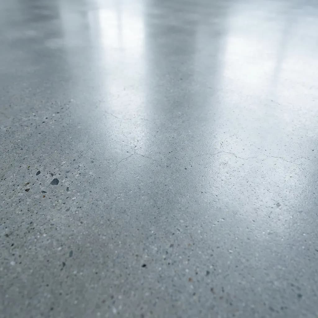 「写真」高度に研磨されたコンクリート表面のミニマリストなマクロ写真。クールアッシュグレーの色は、ニュートラルでモダンなインダストリアルな美学を提供し、粒状の骨材や微細なマイクロクラックの中で微妙に深みを増し、滑らかでありながらも微妙な質感を持つ仕上げを際立たせています。光は超滑らかでクールな表面に反射し、抑制された一貫した輝きを放ち、その鮮明で建築的な質感を強調しています。超高解像度、8K、ハイパーリアル、シャープフォーカス、精緻なディテール、4Kテクスチャ、クリーンな構図、歪みなし。プロフェッショナルな商業用ストック写真スタイル、ハイエンドのグラフィックデザイン背景に適しています。Adobe Stock、Getty Imagesのような美学。